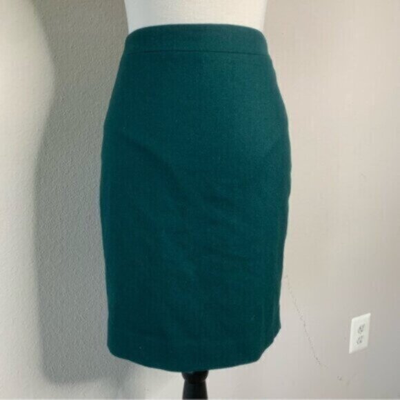 J. Crew Forrest Green Wool Blend Mini Pencil Skirt - Picture 6 of 14